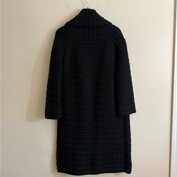 Zara Long Textured knit Coat With Wide Lapel Collar/Sleeves medium - Picture 9 of 16
